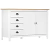 Image de vidaXL Buffet Hill Blanc 130x40x80 cm Bois de pin solide