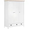 Image de vidaXL Garde-robe Ã  3 portes Hill Blanc 127x50x170 cm Bois pin solide