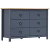 Image de Buffet ""Hill"" Gris avec 6 Tiroirs Profonds 125x40x80 cm Bois de Pin Massif