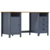 Image de vidaXL Bureau Hill Gris 150x50x74 cm Bois de pin solide