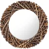 Image de vidaXL Miroir mural 60 cm Teck Rond