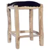 Image de Vidaxl Tabouret De Bar Cuir De ChÃ¨vre VÃ©ritable Et Bois De Teck Massif