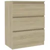 Image de Buffet 3 tiroirs 60 x 35 x 76 cm en chÃªne Sonoma, style minimaliste