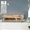 Image de ECD Germany TraÃ®neau de DÃ©coration en Bois avec 25 LEDs, Blanc Chaud, 31,5x14,5x10,5 cm, Marron-Naturel