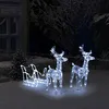 Image de vidaXL DÃ©coration de NoÃ«l Rennes et traÃ®neau 160 LED 130 cm Acrylique