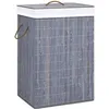 Image de vidaXL Panier Ã  linge avec 2 sections bambou gris 72 L