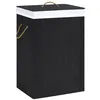 Image de vidaXL Panier Ã  linge avec 2 sections bambou noir 72 L