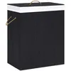Image de PANIER Ã LINGE AVEC 2 SECTIONS BAMBOU NOIR 100 L