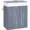 Image de vidaXL Panier Ã  linge avec une seule section bambou gris 83 L