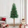 Image de vidaXL Sapin de NoÃ«l mince avec bois vÃ©ritable et cÃ´nes vert 210cm PVC