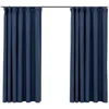 Image de Vidaxl Rideaux Occultants Aspect Lin Avec Crochets 2pcs Bleu 140x175cm