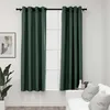 Image de Vidaxl Rideaux Occultants Aspect Lin Avec ?illets 2 Pcs Vert 140x175cm