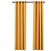 Image de Vidaxl Rideaux Occultants Aspect Lin Ã ?illets 2 Pcs Jaune 140x225 Cm