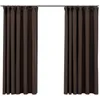 Image de Vidaxl Rideaux Occultants Aspect Lin Et Crochets 2 Pcs Taupe 140x175cm