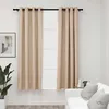 Image de Vidaxl Rideaux Occultants Aspect Lin Avec ?illets 2pcs Beige 140x175cm