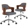 Image de Chaises Pivotantes Ã DÃ®ner 2 Pcs Gris Bois CourbÃ© Et Tissu - Vidaxl