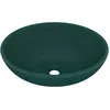 Image de Vidaxl Lavabo Ovale De Luxe Vert FoncÃ© Mat 40x33 Cm CÃ©ramique