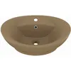Image de Vidaxl Lavabo Ovale De Luxe Ã Trop-Plein CrÃ¨me Mat 58,5x39cm CÃ©ramique