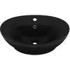 Image de vidaXL Lavabo ovale de luxe Ã  trop-plein Noir mat 58,5x39 cm CÃ©ramique