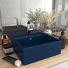 Image de vidaXL Lavabo carrÃ© Ã  trop-plein Bleu foncÃ© mat 41x41 cm CÃ©ramique