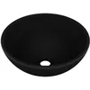 Image de vidaXL Lavabo rond de salle de bain Noir mat 32,5x14 cm CÃ©ramique