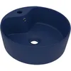 Image de Vidaxl Lavabo De Luxe Avec Trop-Plein Bleu FoncÃ© Mat 36x13cm CÃ©ramique