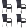 Image de Vidaxl Chaises Empilables D'extÃ©rieur 4 Pcs RÃ©sine TressÃ©e Noir