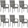 Image de vidaXL Chaises empilables d'extÃ©rieur lot de 6 Gris RÃ©sine tressÃ©e