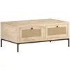 Image de Vidaxl Table Basse 90x50x37 Cm Bois De Manguier Et Canne Naturelle