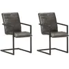 Image de vidaXL Chaises de salle Ã  manger cantilever 2 pcs Gris Cuir vÃ©ritable