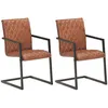 Image de Chaises de salle Ã  manger cantilever 2pcs Marron Cuir vÃ©ritable - VidaXL