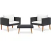 Image de Vidaxl Salon De Jardin 3 Pcs Avec Coussins RÃ©sine TressÃ©e Noir