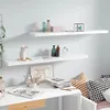 Image de Etagere murale flottante 2pcs Blanc brillant 120x23,5x3,8cm MDF