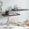 Image de vidaXL ÃtagÃ¨re murale flottante 2 pcs Gris brillant 60x23,5x3,8 cm MDF