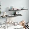 Image de vidaXL ÃtagÃ¨re murale flottante 2 pcs Gris brillant 90x23,5x3,8 cm MDF