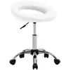 Image de Chaise de travail pivotante et rÃ©glable en similicuir blanc avec cadre chromÃ©