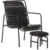Image de vidaXL Fauteuil de relaxation avec repose-pied Noir Cuir vÃ©ritable