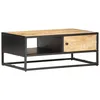Image de Table basse Ã  porte sculptÃ©e 90x55x36 cm Bois de manguier brut - vidaXL