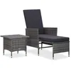 Image de Vidaxl Salon De Jardin 2 Pcs Avec Coussins RÃ©sine TressÃ©e Gris
