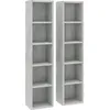 Image de vidaXL Armoires Ã  CD 2 pcs Gris bÃ©ton 21x16x93,5 cm AgglomÃ©rÃ©