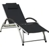 Image de Vidaxl Chaise Longue Avec Oreiller TextilÃ¨ne Noir