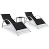 Image de Vidaxl Chaises Longues 2 Pcs Avec Table Aluminium Noir