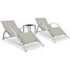 Image de Vidaxl Chaises Longues 2 Pcs Avec Table Aluminium CrÃ¨me