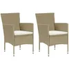 Image de Lot De 2 Chaises De Jardin En RÃ©sine TressÃ©e Beige Avec Coussins Et Accoudoirs