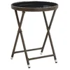Image de Vidaxl Table Ã ThÃ© Marron 60 Cm RÃ©sine TressÃ©e Et Verre TrempÃ©