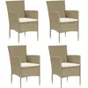Image de vidaXL Chaises de salle Ã  manger de jardin 4 pcs RÃ©sine tressÃ©e Beige