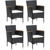 Image de vidaXL Chaises Ã  manger de jardin lot de 4 RÃ©sine tressÃ©e Noir