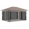 Image de vidaXL BelvÃ©dÃ¨re avec moustiquaire 4x3x2,73 m Taupe 180 g/mÂ²