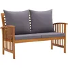 Image de Banc De Jardin 119 Cm En Bois D'acacia Massif Avec Coussins, Dossier Et Accoudoirs