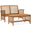 Image de Salon De Jardin 2 PiÃ¨ces En Bois D'acacia Massif Avec Table, Dossier Et Accoudoirs